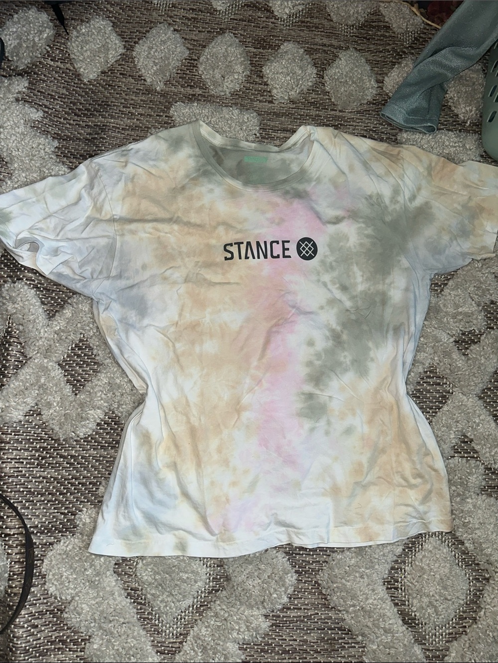 Stance Pastel Tie-Dye Logo Tee in Green, Peach & Pink